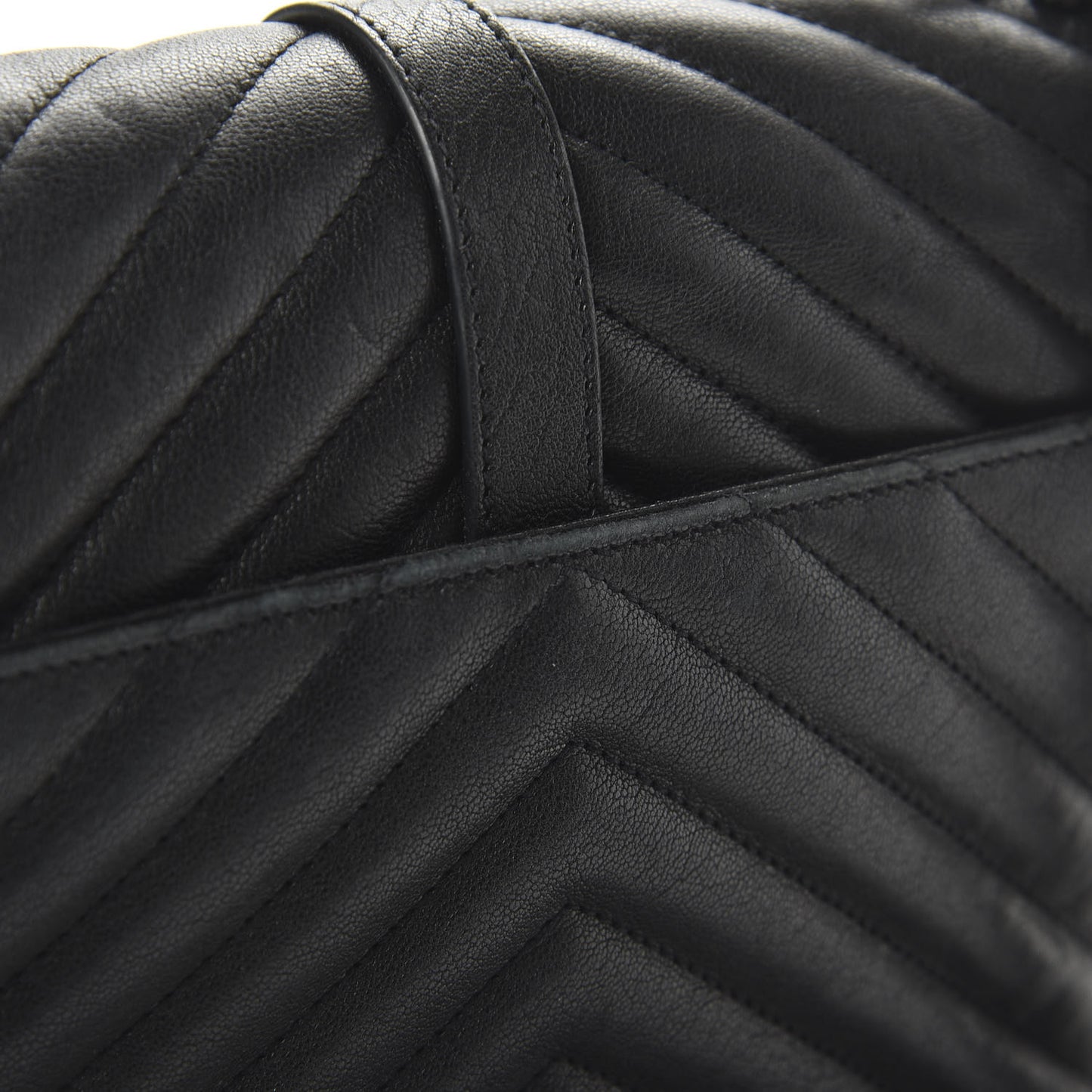 Sheepskin Matelasse Chevron Monogram Monochrome Medium College Bag Black