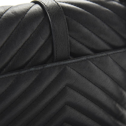 Saint Laurent Sheepskin Matelasse Chevron Monogram Monochrome Medium College Bag Black 10 of 10