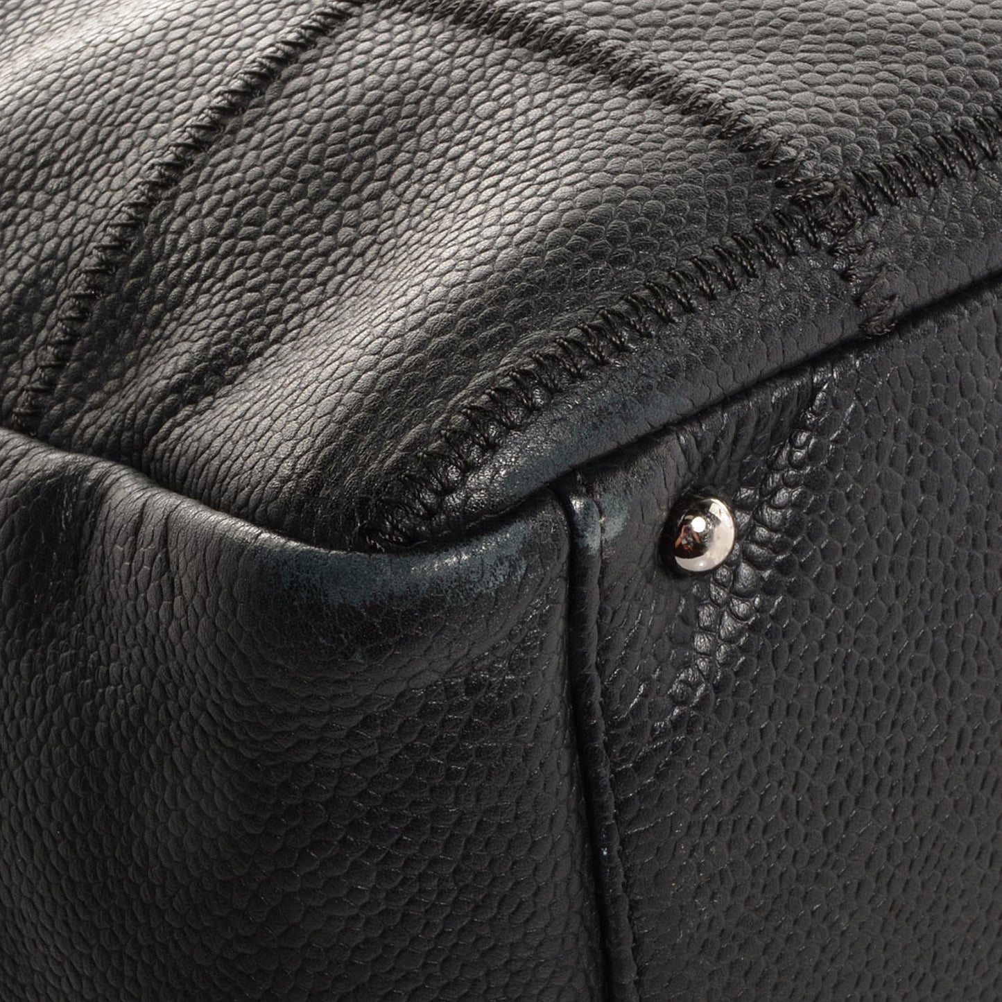 Caviar Square Stitched Tote Black
