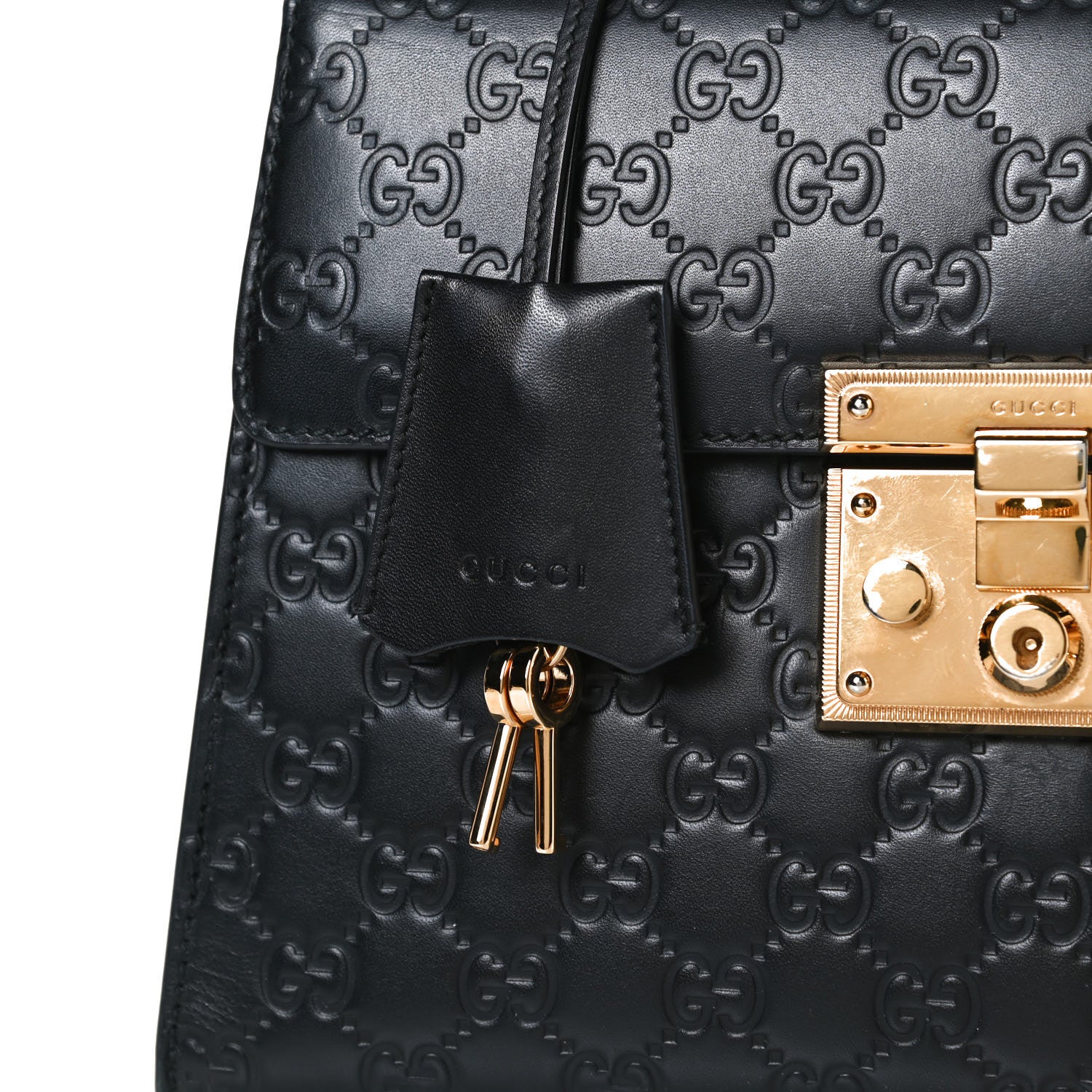 Gucci Guccissima Signature Small Padlock Top Handle Bag Black 9 of 18