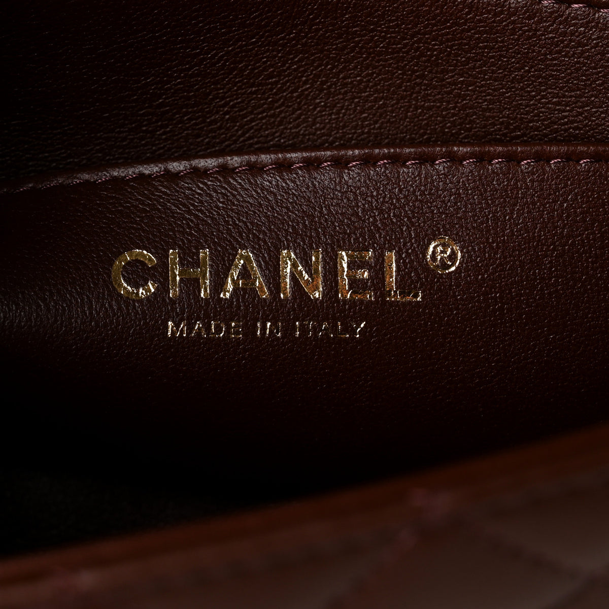 Chanel Lambskin Quilted Mini Top Handle Rectangular Flap Dark Brown 6 of 10
