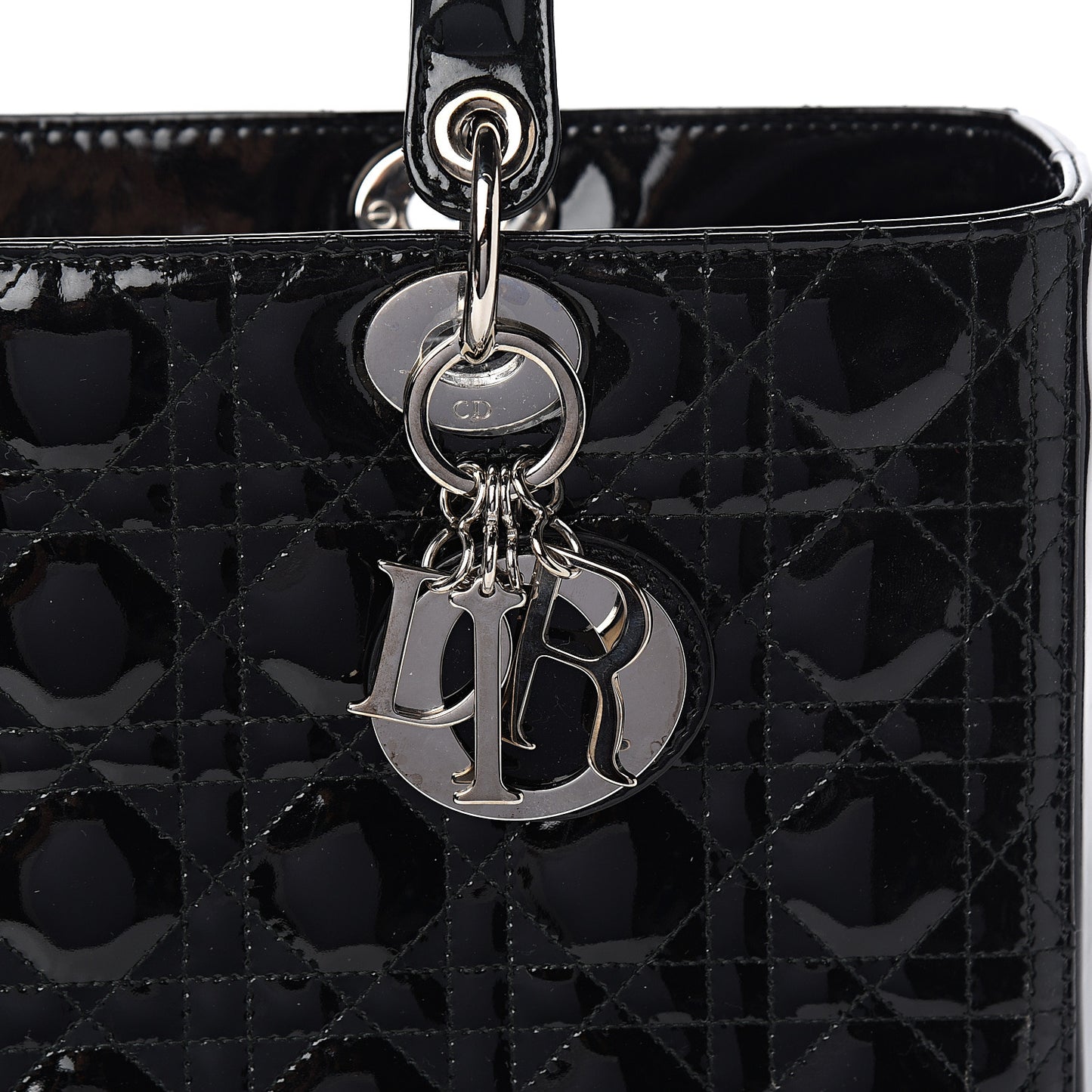 Patent Cannage Large Lady Dior Black
