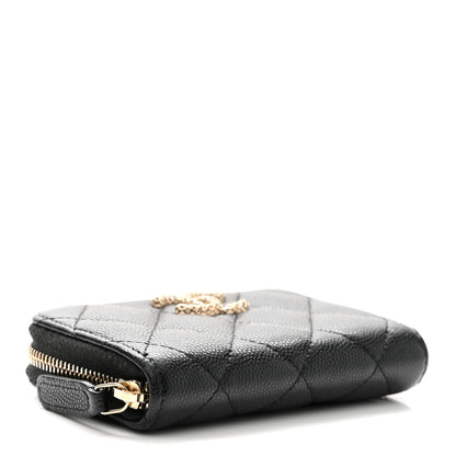 Chanel Caviar Quilted Textured CC Zip Around Coin Purse Black 4 of 7
