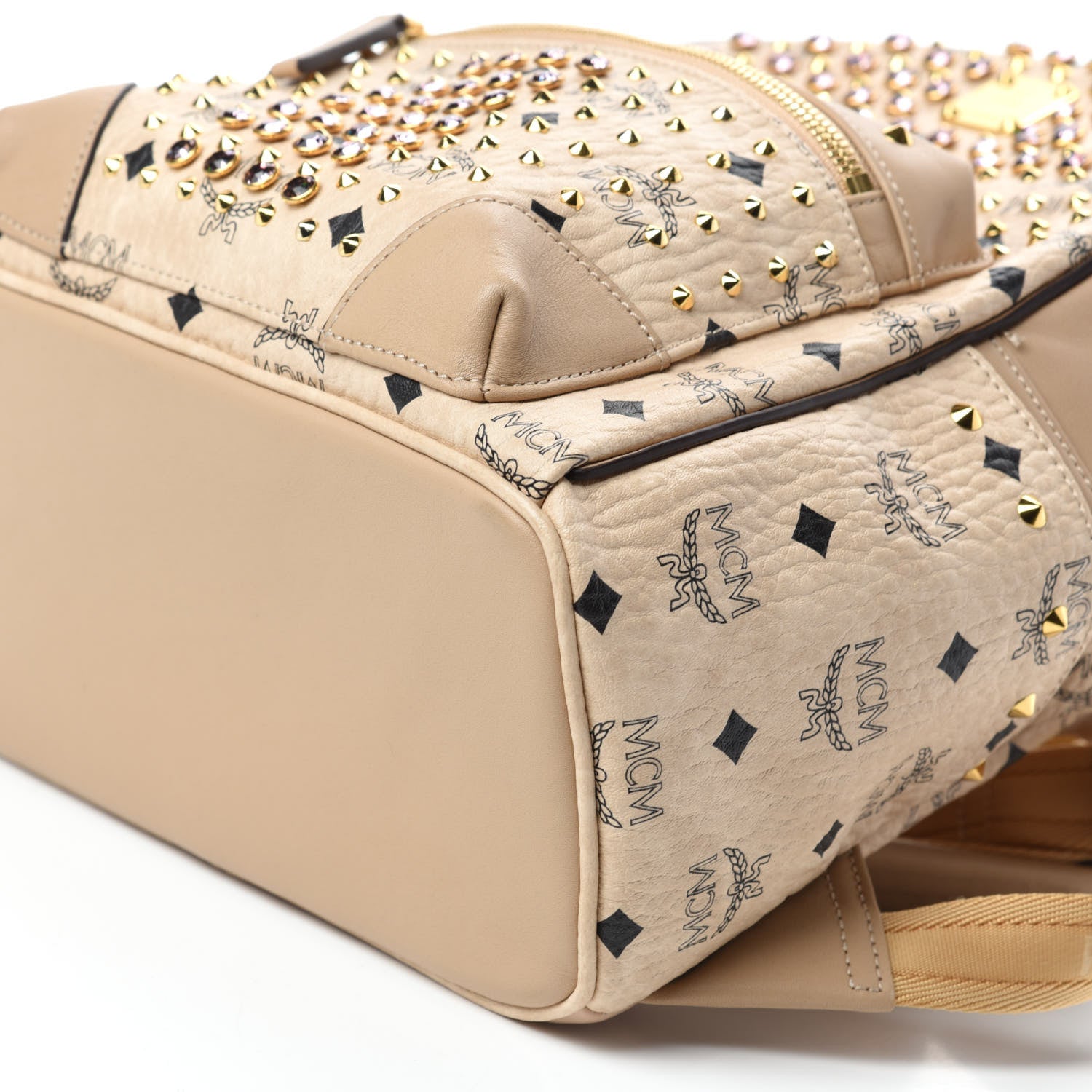 MCM Visetos Small Stud Stark Backpack Beige 7 of 10