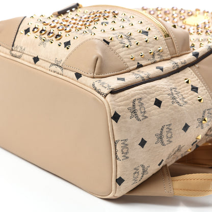 MCM Visetos Small Stud Stark Backpack Beige 7 of 10