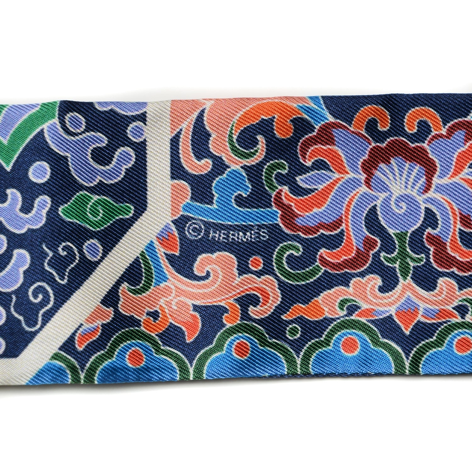 Hermes Silk Collections Imperiales Twilly Lavande Bleu Orange 5 of 5