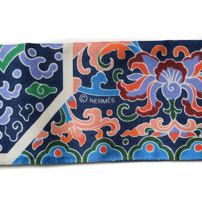 Hermes Silk Collections Imperiales Twilly Lavande Bleu Orange 5 of 5