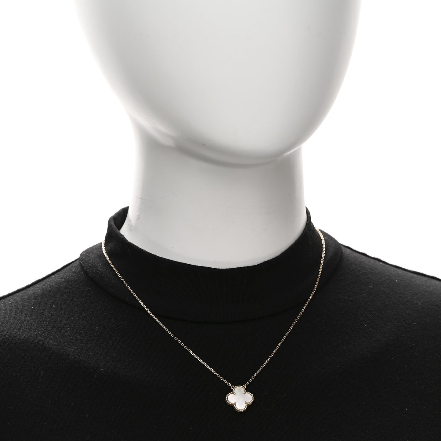 18K Yellow Gold Mother of Pearl Vintage Alhambra Pendant Necklace