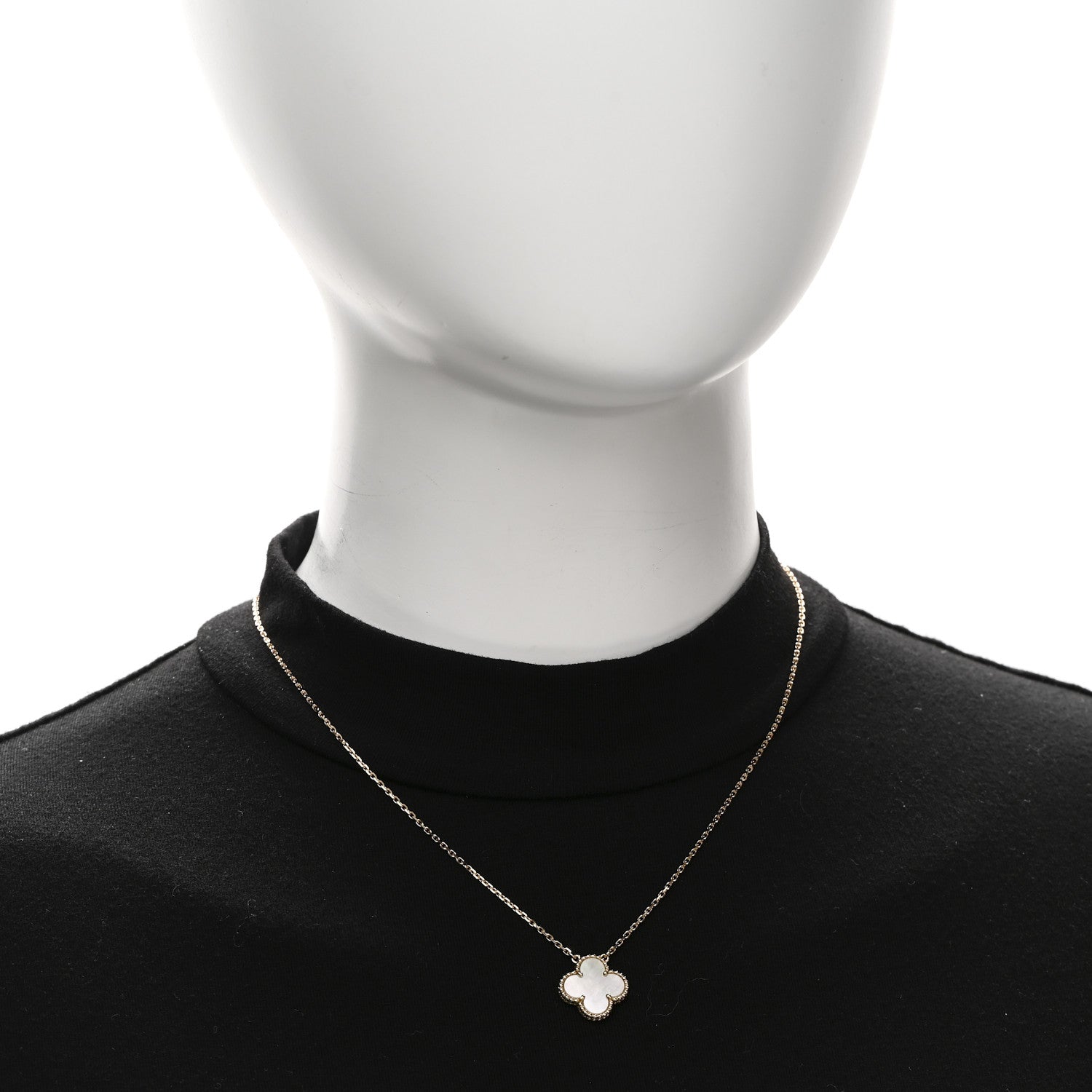 Van Cleef & Arpels 18K Yellow Gold Mother of Pearl Vintage Alhambra Pendant Necklace 2 of 6