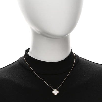 Van Cleef & Arpels 18K Yellow Gold Mother of Pearl Vintage Alhambra Pendant Necklace 2 of 6