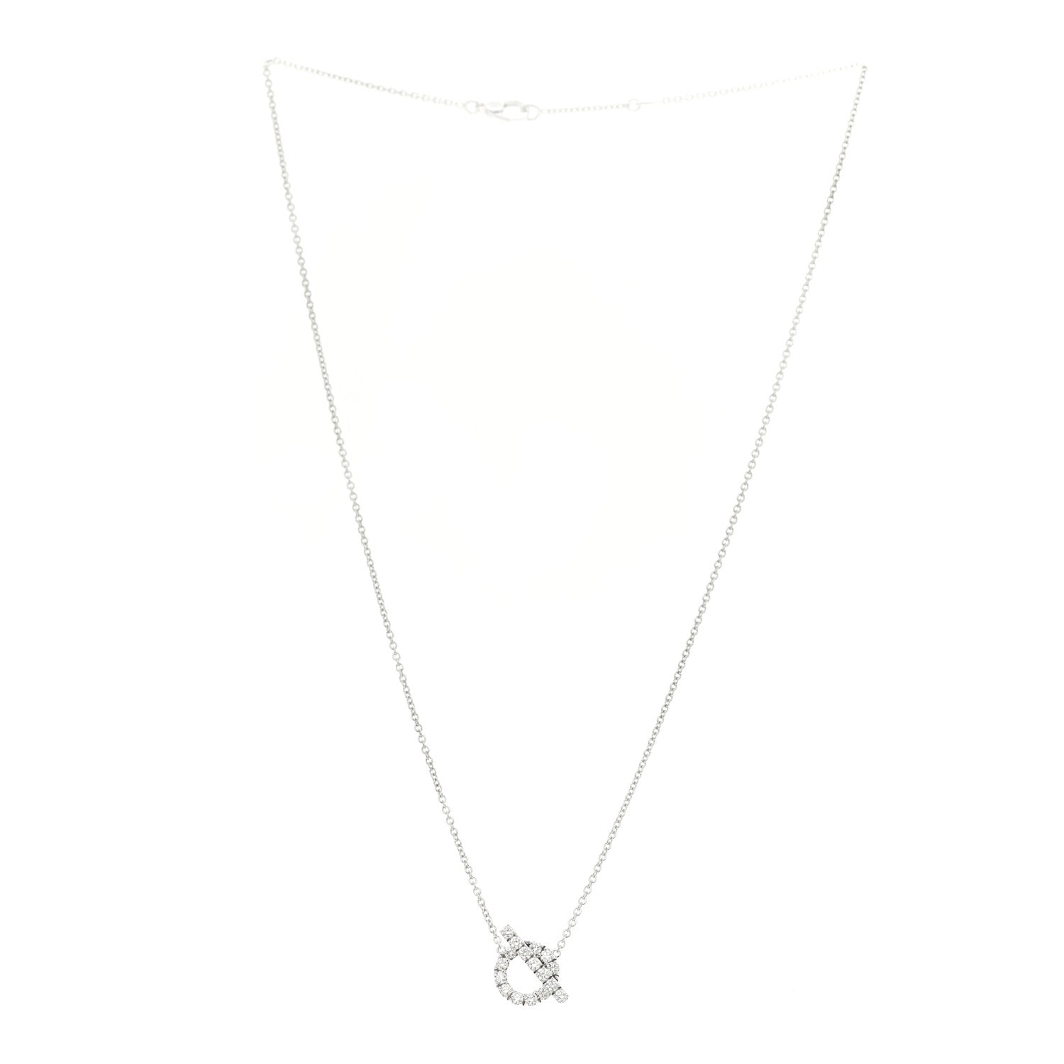 Hermes 18K White Gold Diamond Finesse Pendant Necklace 3 of 5