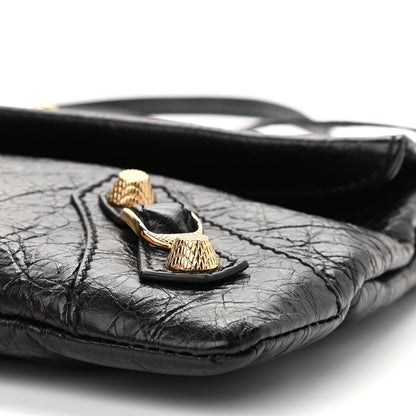 Balenciaga Agneau Giant 12 Gold Hardware Envelope Strap Clutch Black 9 of 9
