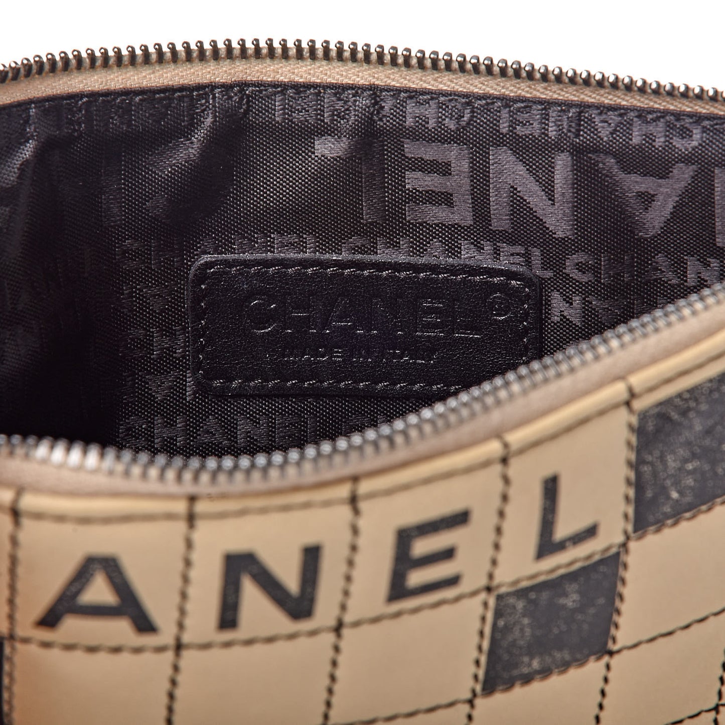 Lambskin Crossword Pochette Beige Black