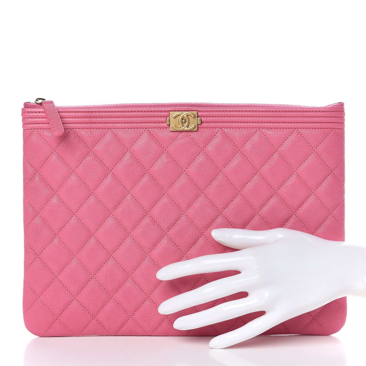 Caviar Quilted Medium Boy Cosmetic Case Pink