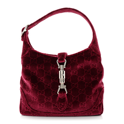 Gucci New Velvet Ashmir GG Monogram Small Jackie 1961 Hobo Red 1 of 11