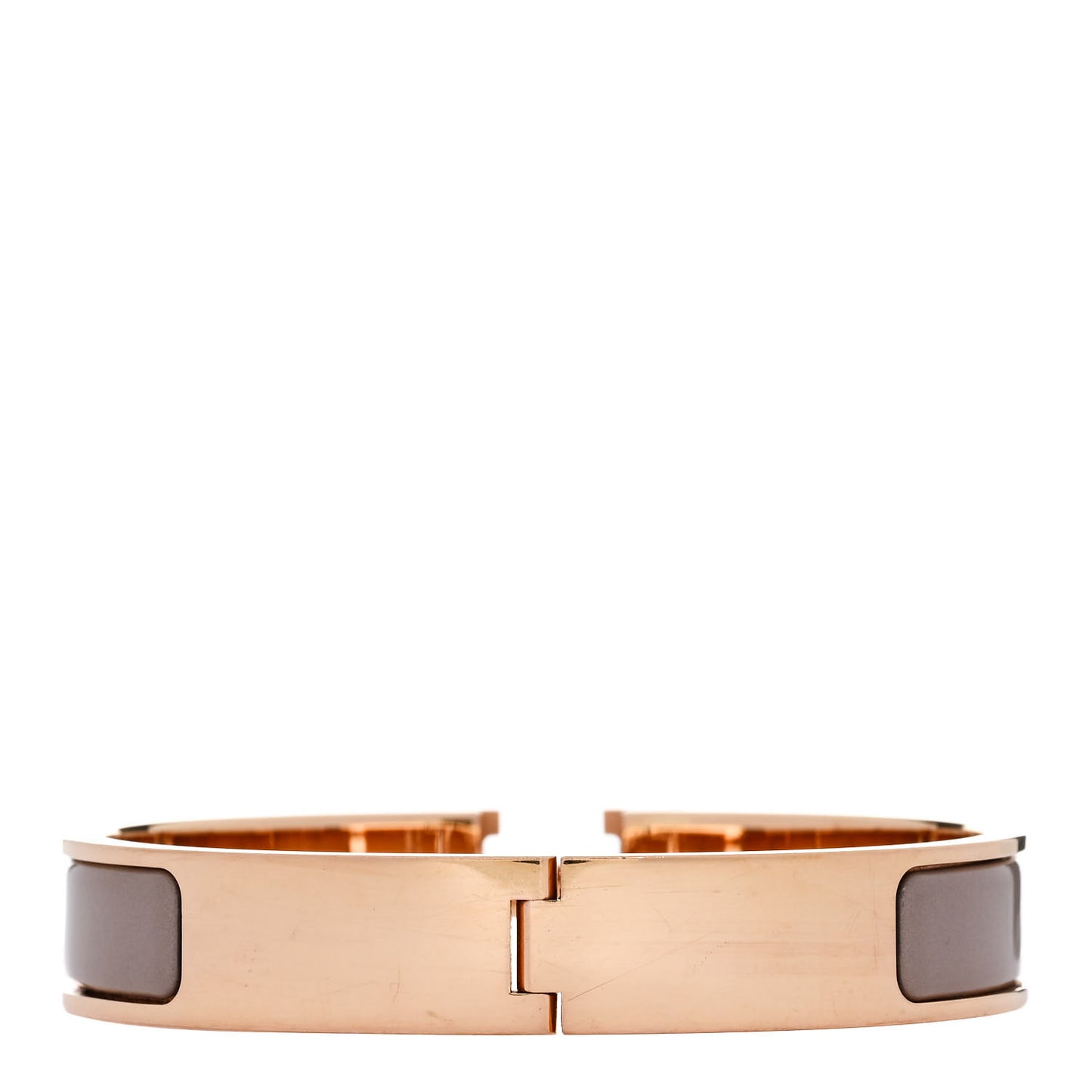 Enamel Narrow Clic Clac H Bracelet GM Marron Glace