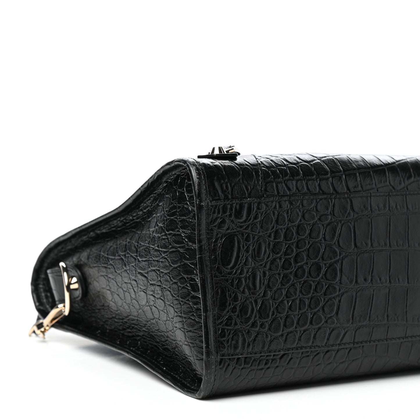 Calfskin Crocodile Embossed Classic Hardware City Black