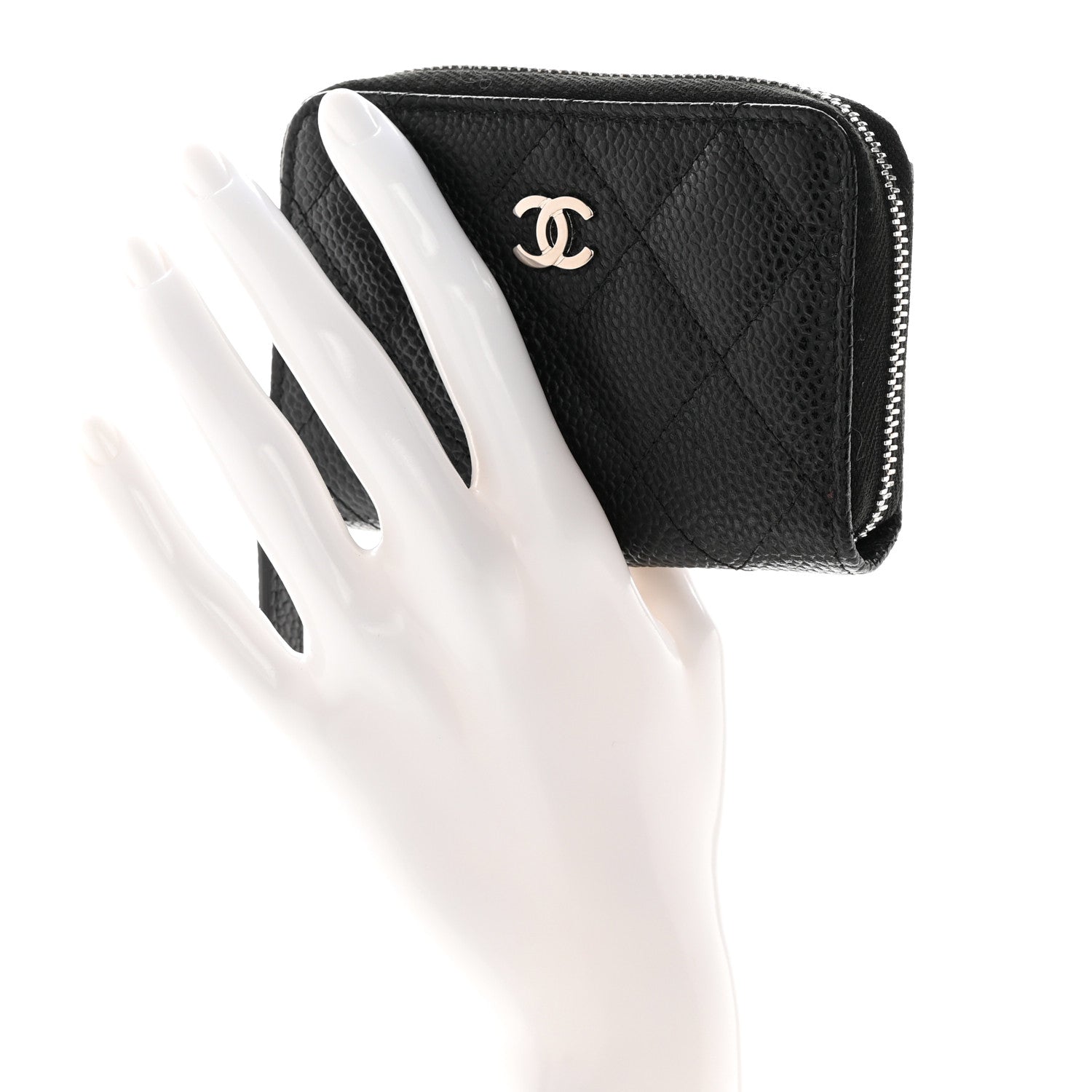 Chanel Caviar Quilted Zip Coin Purse Black 2 of 10