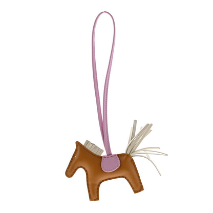 Hermes Milo Lambskin Grigri Rodeo Horse Bag Charm PM Sesame Mauve Sylvestre Craie 1 of 4