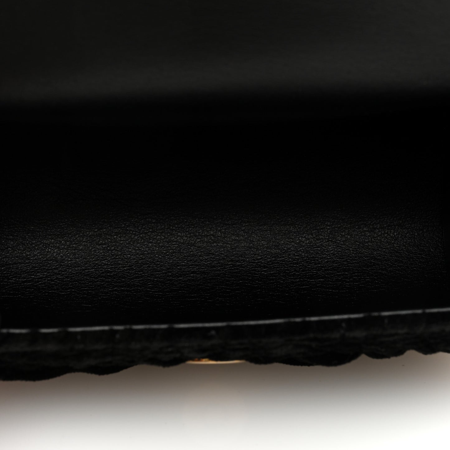 Velvet Camellia Embossed Jewel Belt Card Holder With Chain Black