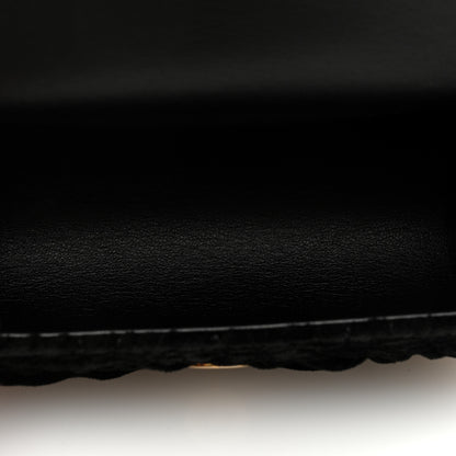 Chanel Velvet Camellia Embossed Jewel Belt Card Holder With Chain Black 5 of 10