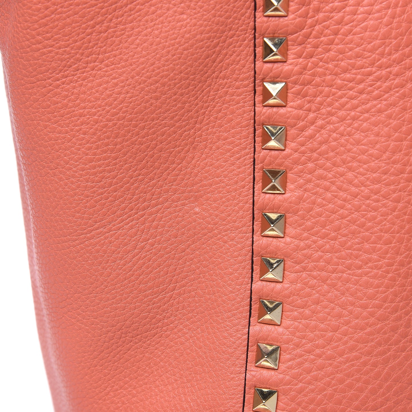 Pebbled Calfskin Medium Rockstud Reversible Tote Light Cuir Coral