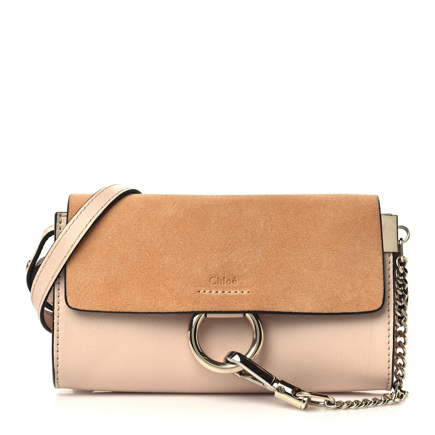 Suede Calfskin Mini Faye Shoulder Bag Cement Pink