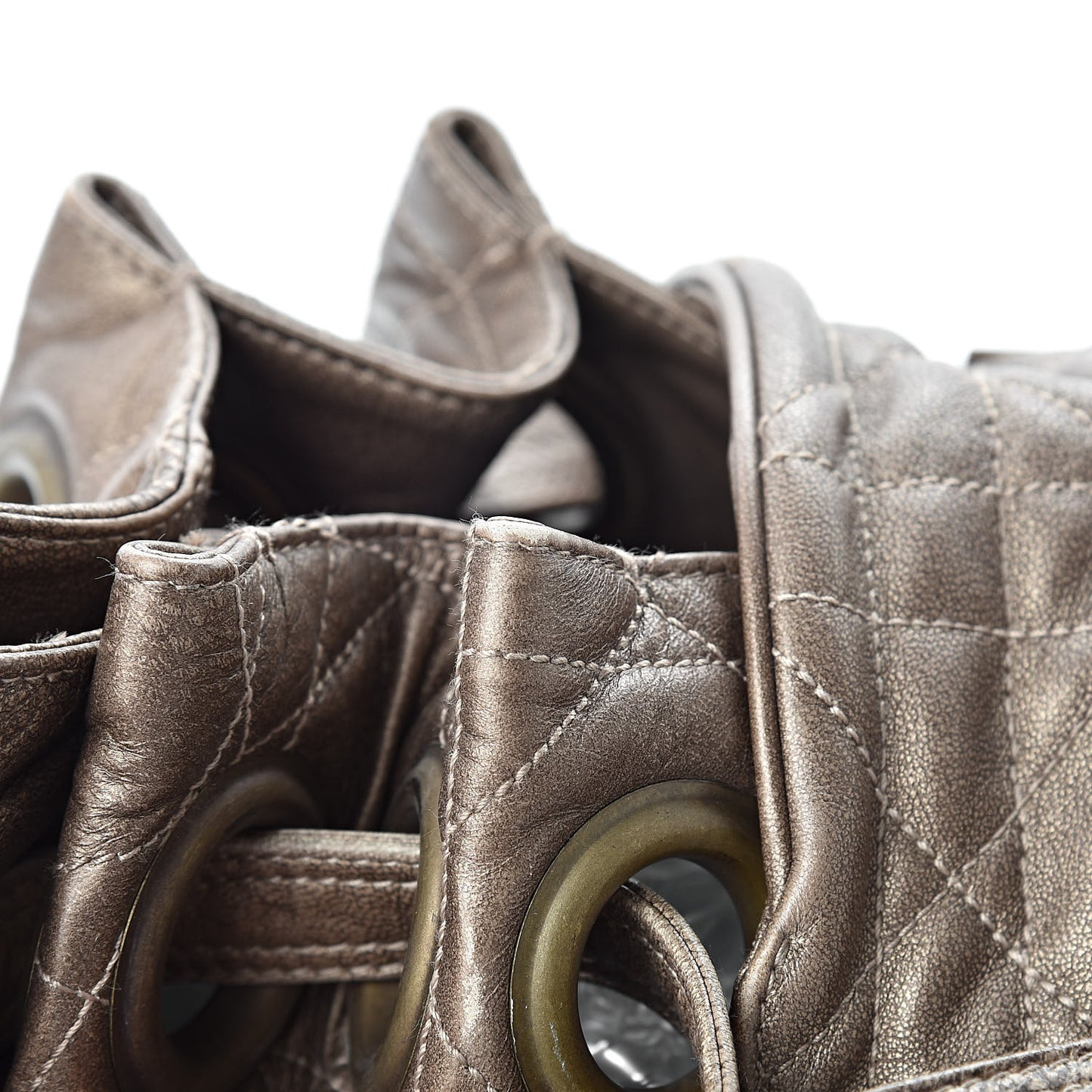 Lambskin Cannage Drawstring Bag Bronze