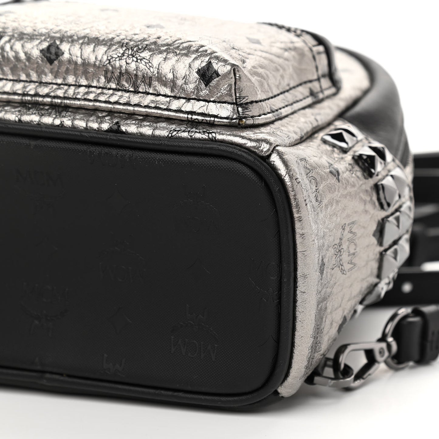 Metallic Visetos Studded X-Mini Bebe Boo Backpack Silver