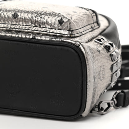 MCM Metallic Visetos Studded X-Mini Bebe Boo Backpack Silver 9 of 10