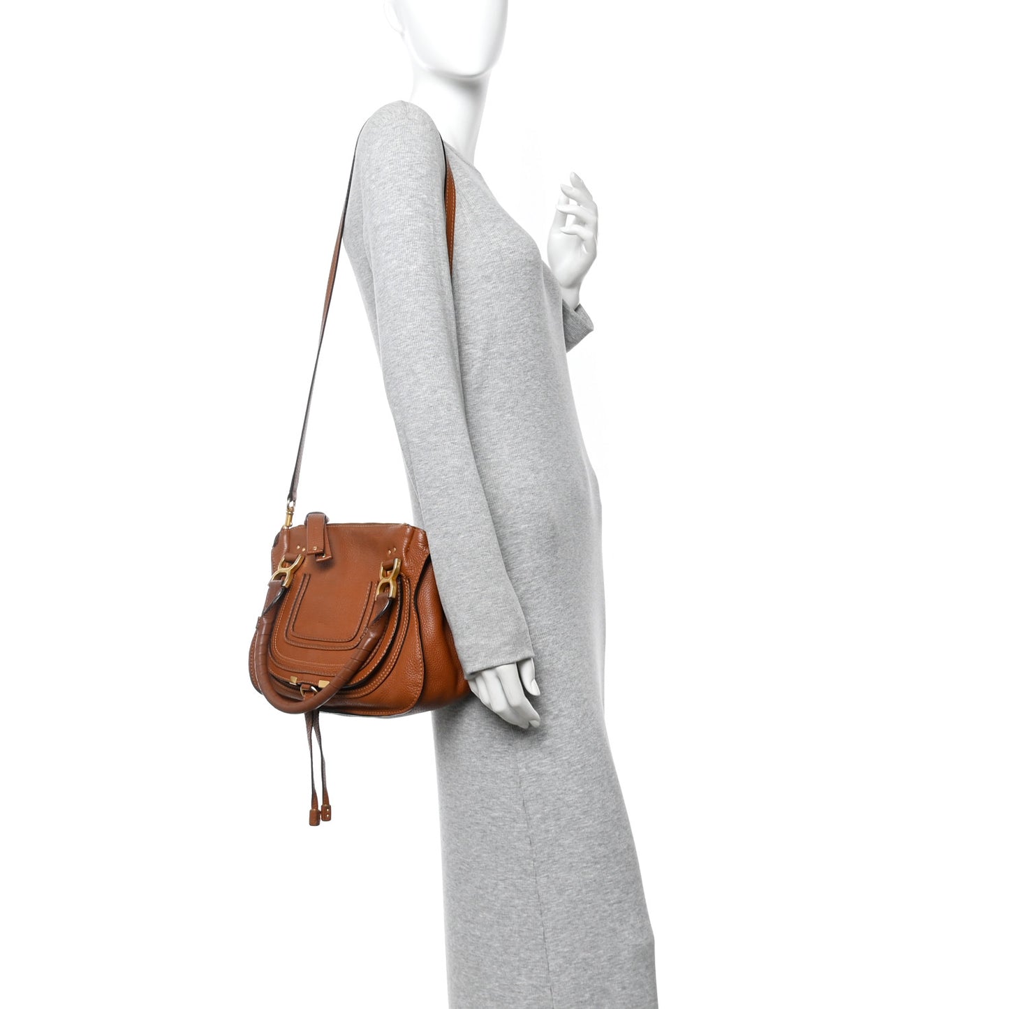 Calfskin Small Marcie Satchel Tan