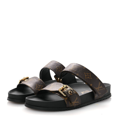 Louis Vuitton Monogram Bom Dia Mule Sandals 38 Black 4 of 12