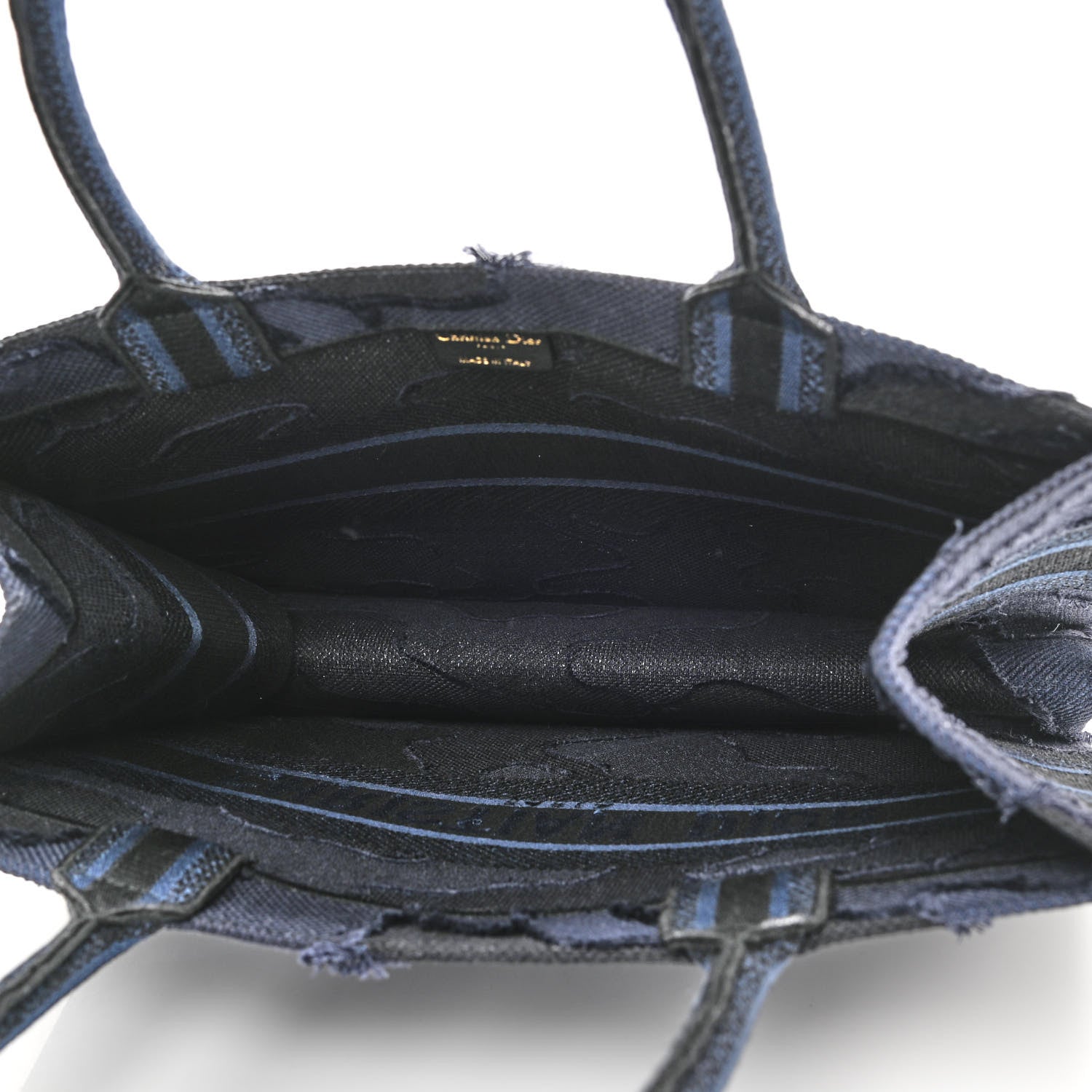 Christian Dior Canvas Embroidered Camouflage Book Tote Blue 5 of 10