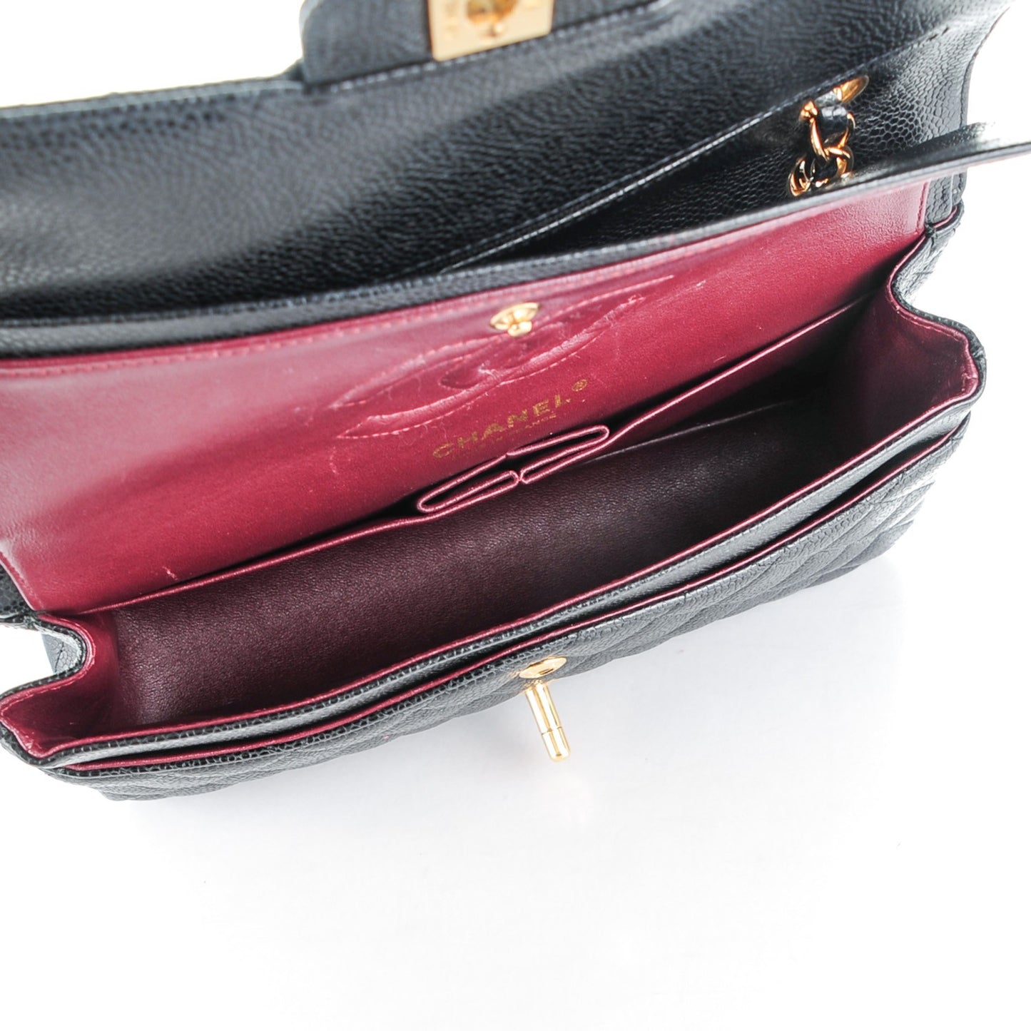Caviar Quilted Medium Double Flap Black
