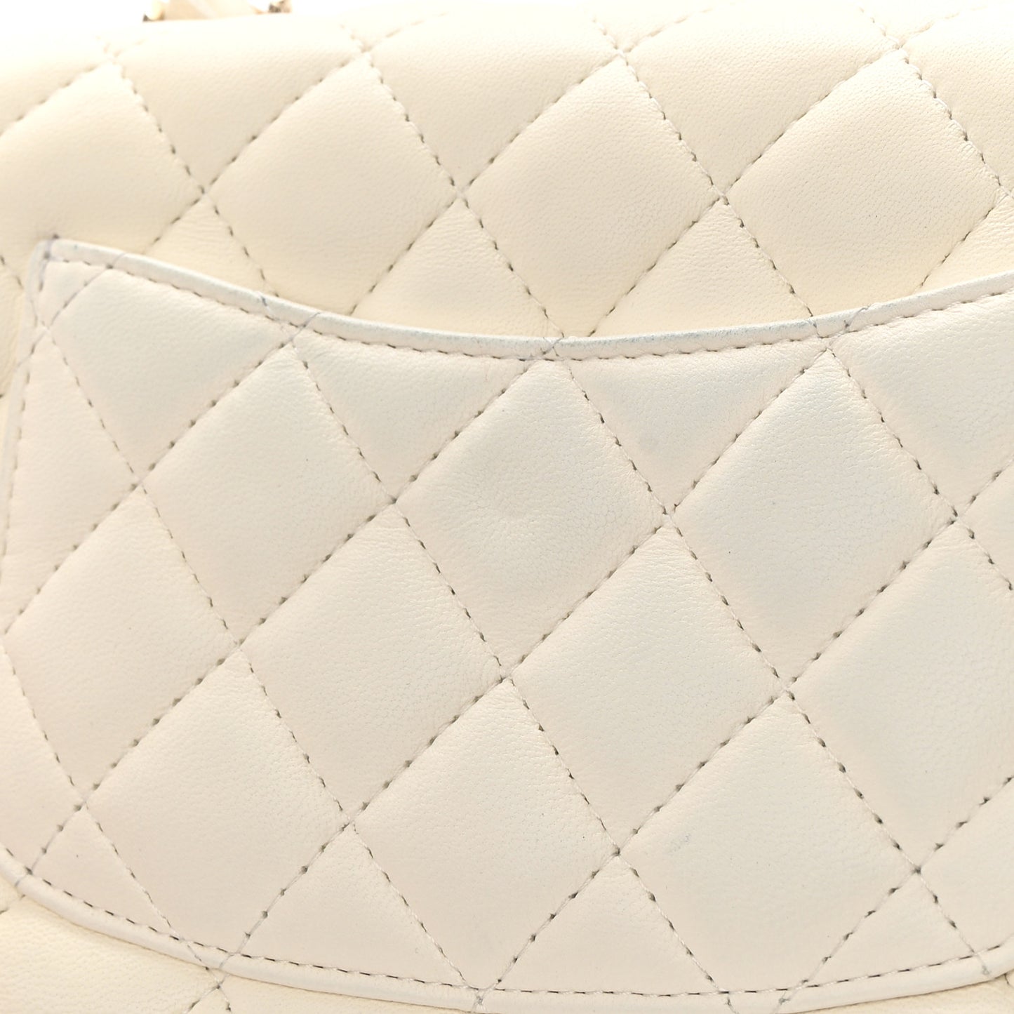 Lambskin Quilted Mini Rectangular Flap White