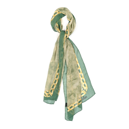 Fendi Silk Stole Green Gold 1 of 7
