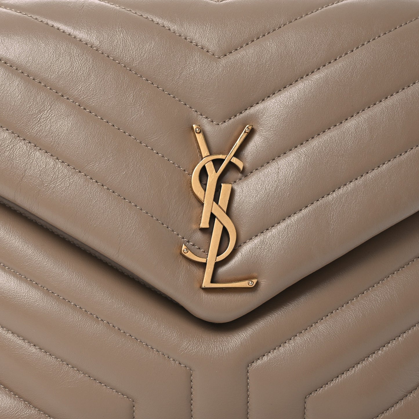 Calfskin Y Quilted Monogram Medium Loulou Chain Satchel Dark Latte