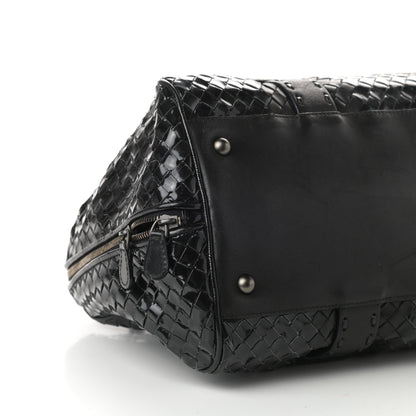 Bottega Veneta Patent Nappa Intrecciato Accordion Satchel Black 8 of 9
