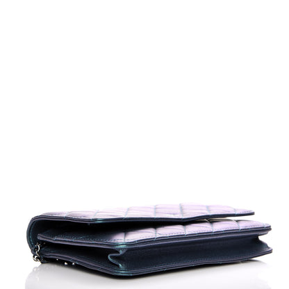 Chanel Metallic Lambskin Wallet On Chain WOC Turquoise 4 of 9