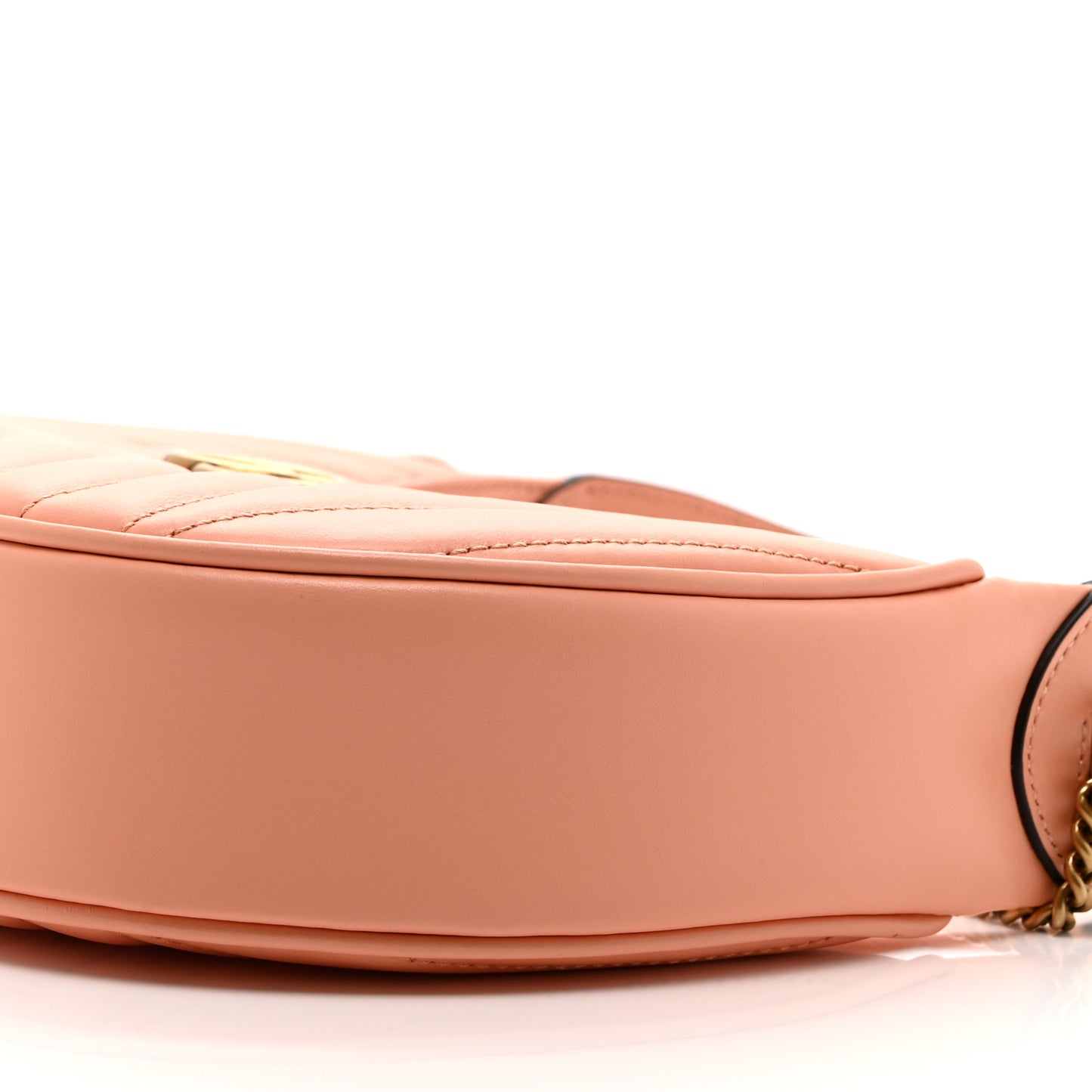 Calfskin Vertical Ring Matelasse Mini GG Marmont Half Moon Hobo Peachy Chic