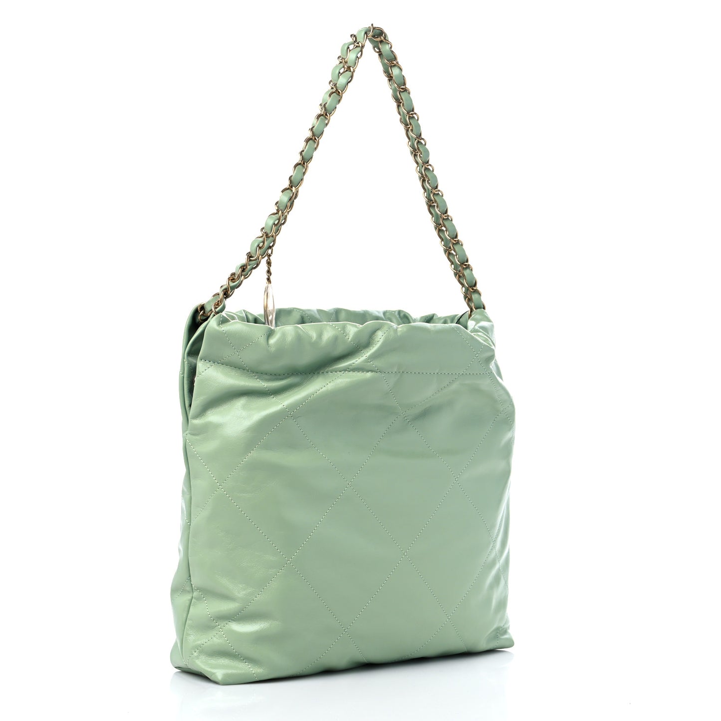 Shiny Calfskin Quilted Small Chanel 22 Light Green