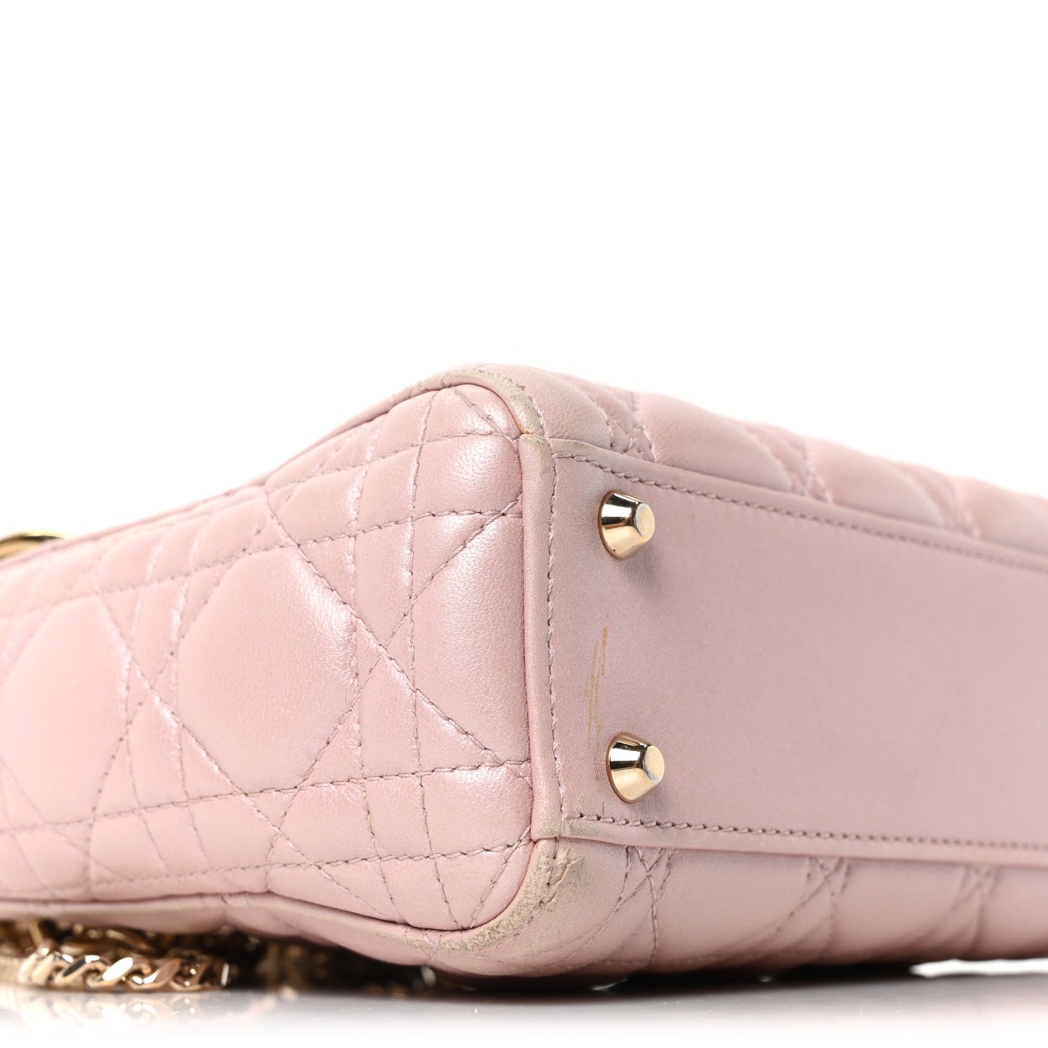 Christian Dior Metallic Lambskin Cannage Mini Lady Dior Lotus 8 of 9