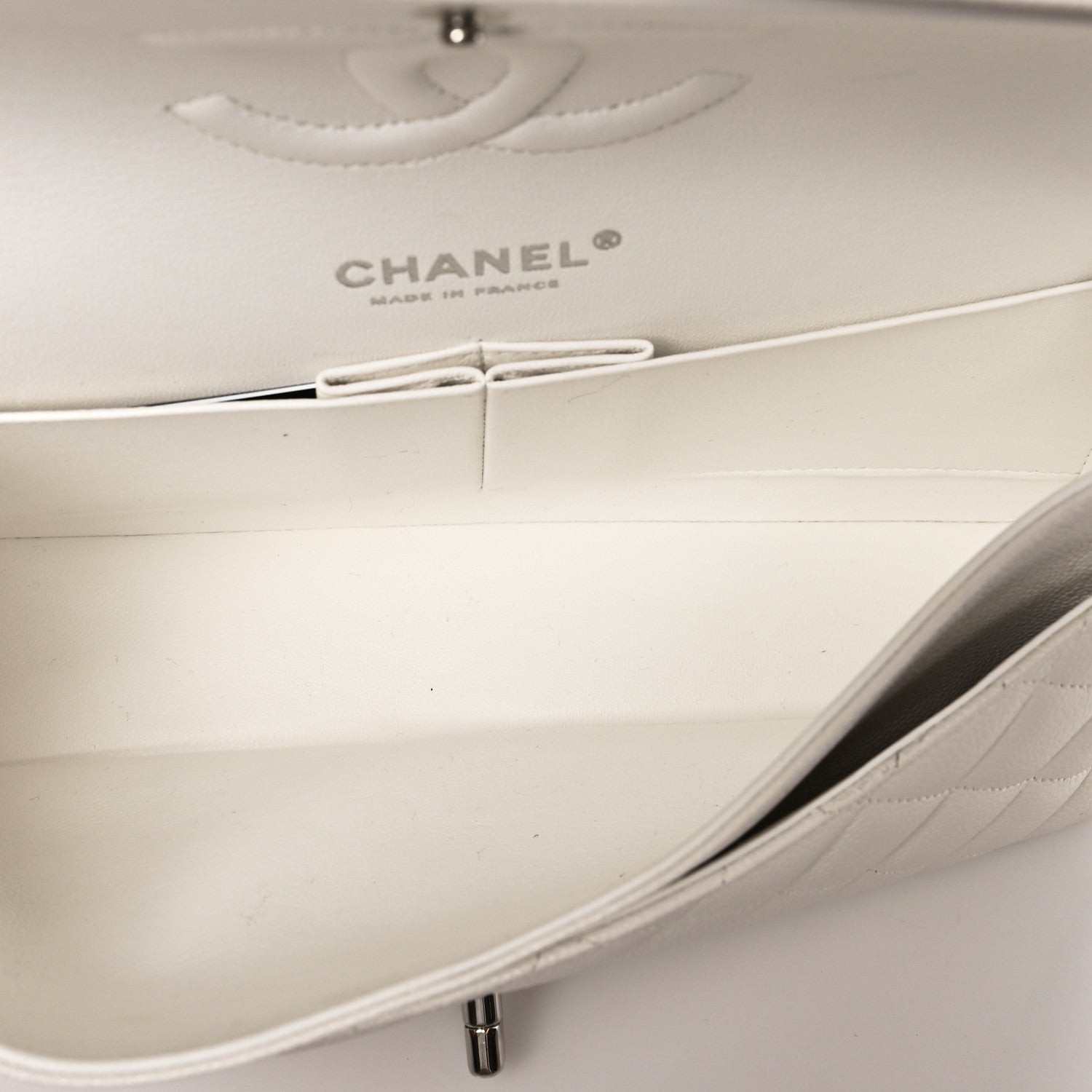 Chanel Caviar Quilted Medium Double Flap White 7 of 10