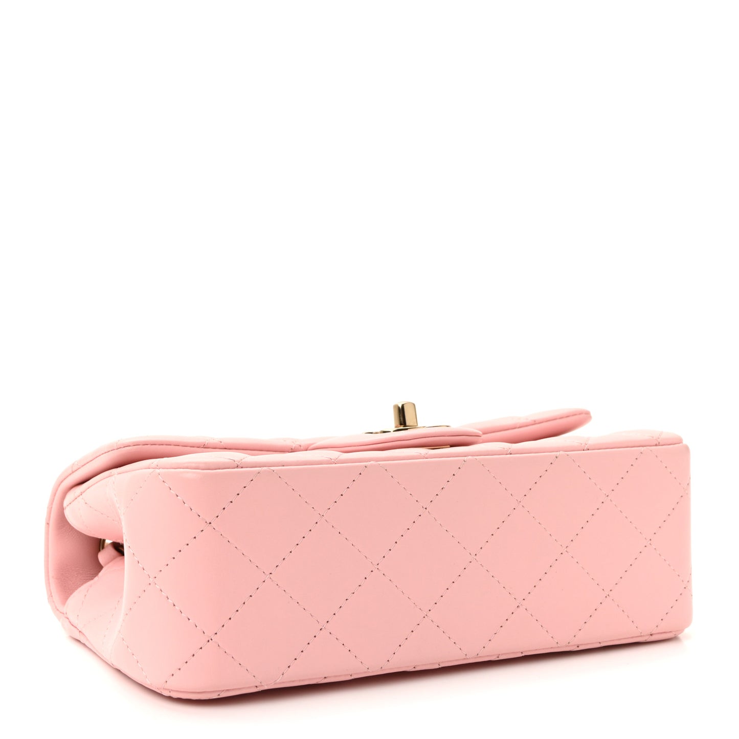 Lambskin Quilted Mini Rectangular Flap Light Pink