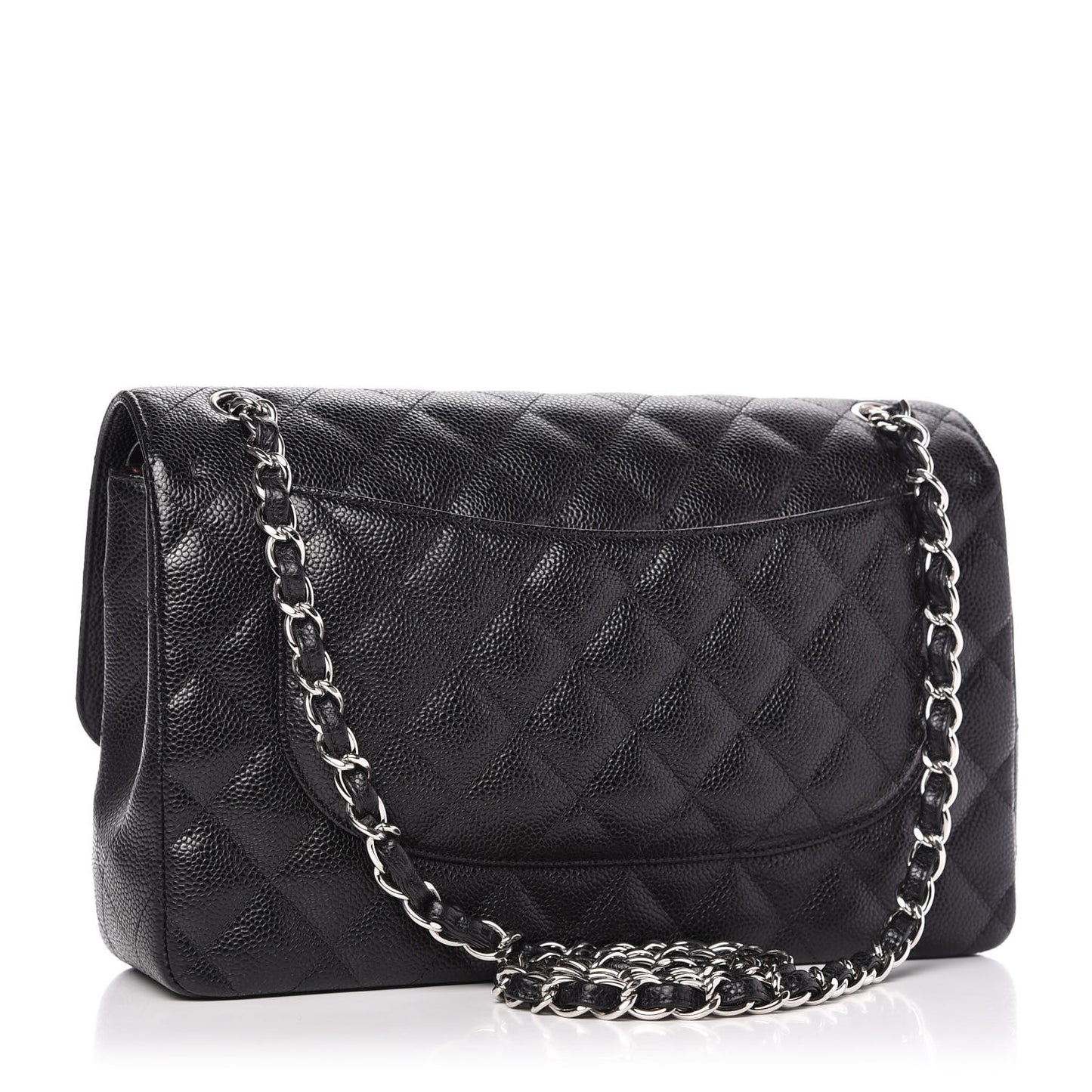 Caviar Quilted Jumbo Double Flap Black