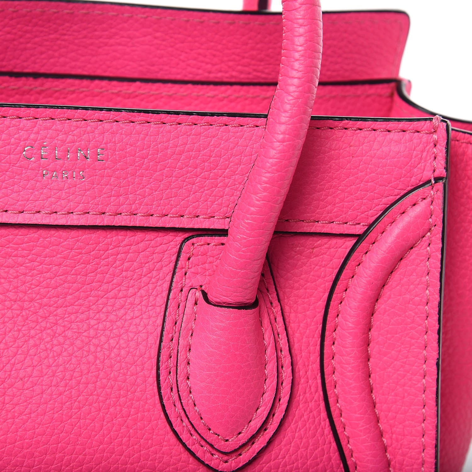 Celine Drummed Calfskin Nano Luggage Fluo Pink 10 of 10