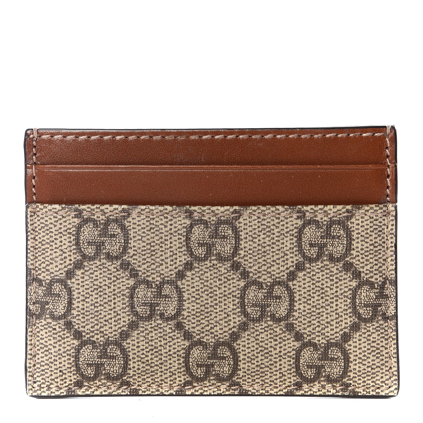 GG Supreme Monogram Calfskin Card Holder Beige Ebony Cuir