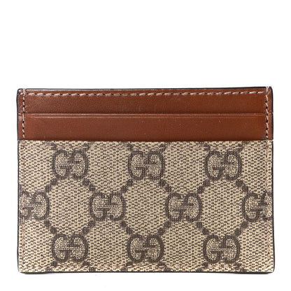 Gucci GG Supreme Monogram Calfskin Card Holder Beige Ebony Cuir 1 of 8