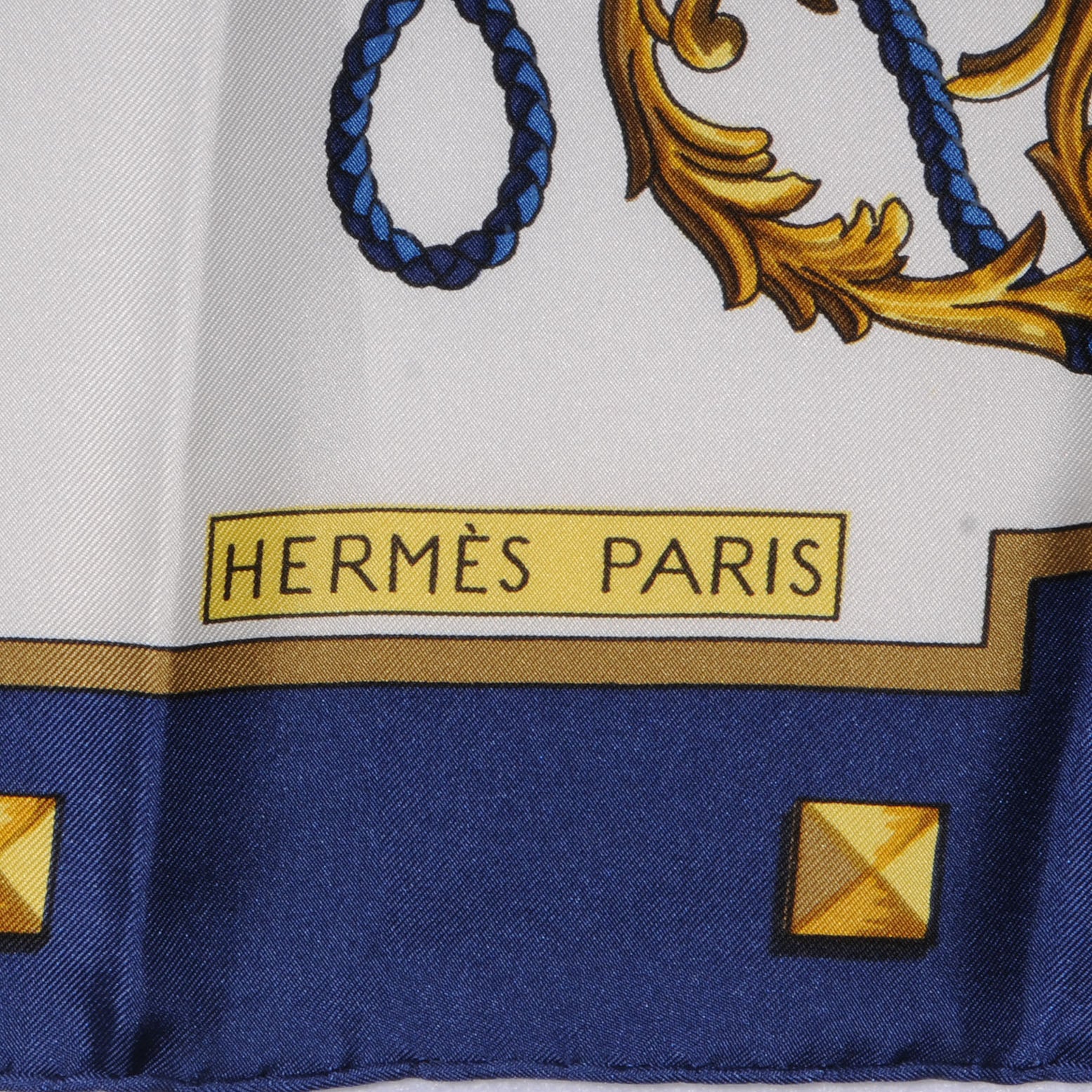 Hermes Silk Les Cles Scarf 90 Bleu 3 of 3