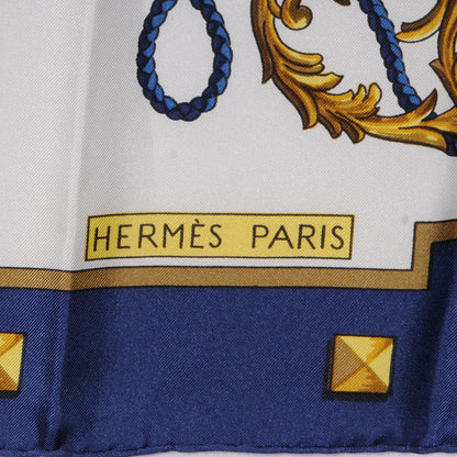 Hermes Silk Les Cles Scarf 90 Bleu 3 of 3